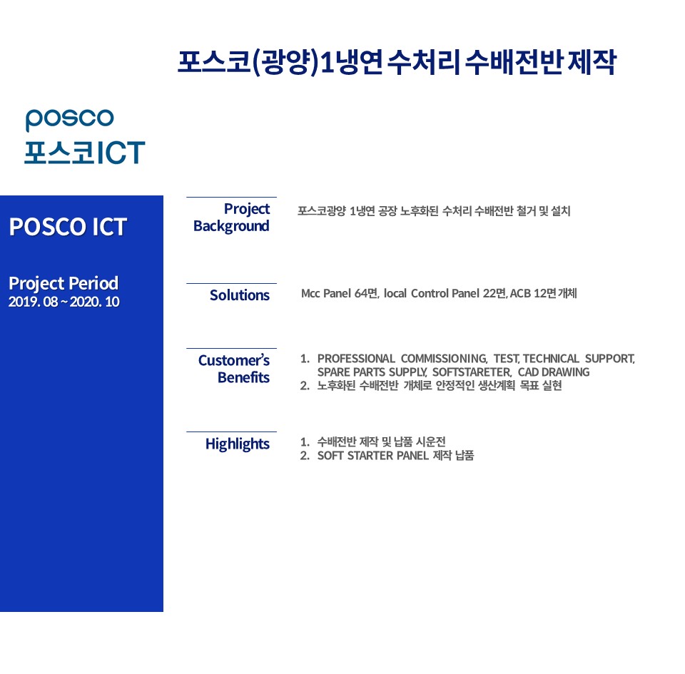 포스코(광양)1냉연 수처리 수배전반 제작