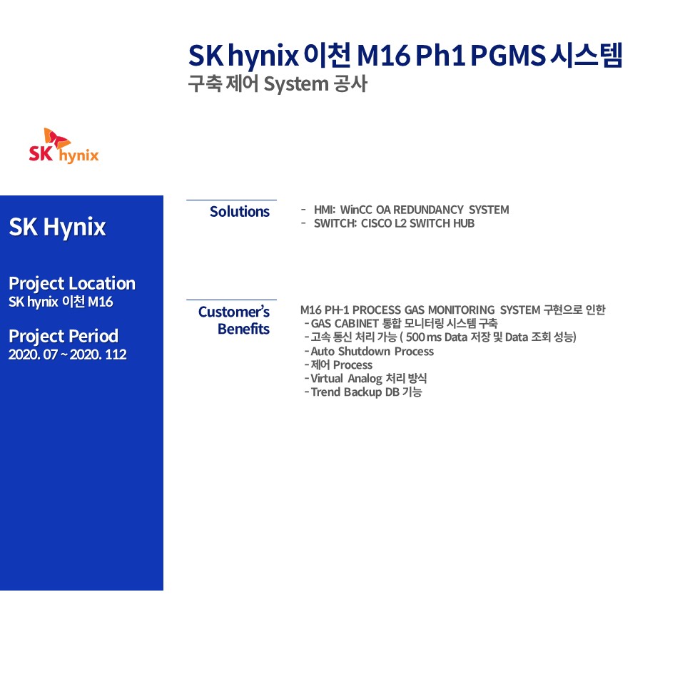 SKhynix 이천 M16 Ph1 PGMS 시스템 구축 제어 System 공사