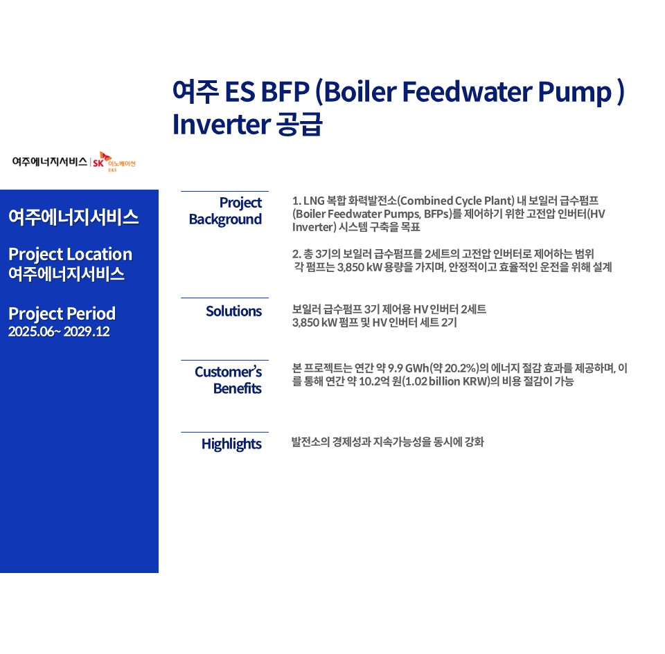 [여주에너지서비스] 여주 ES BFP Inverter 공급